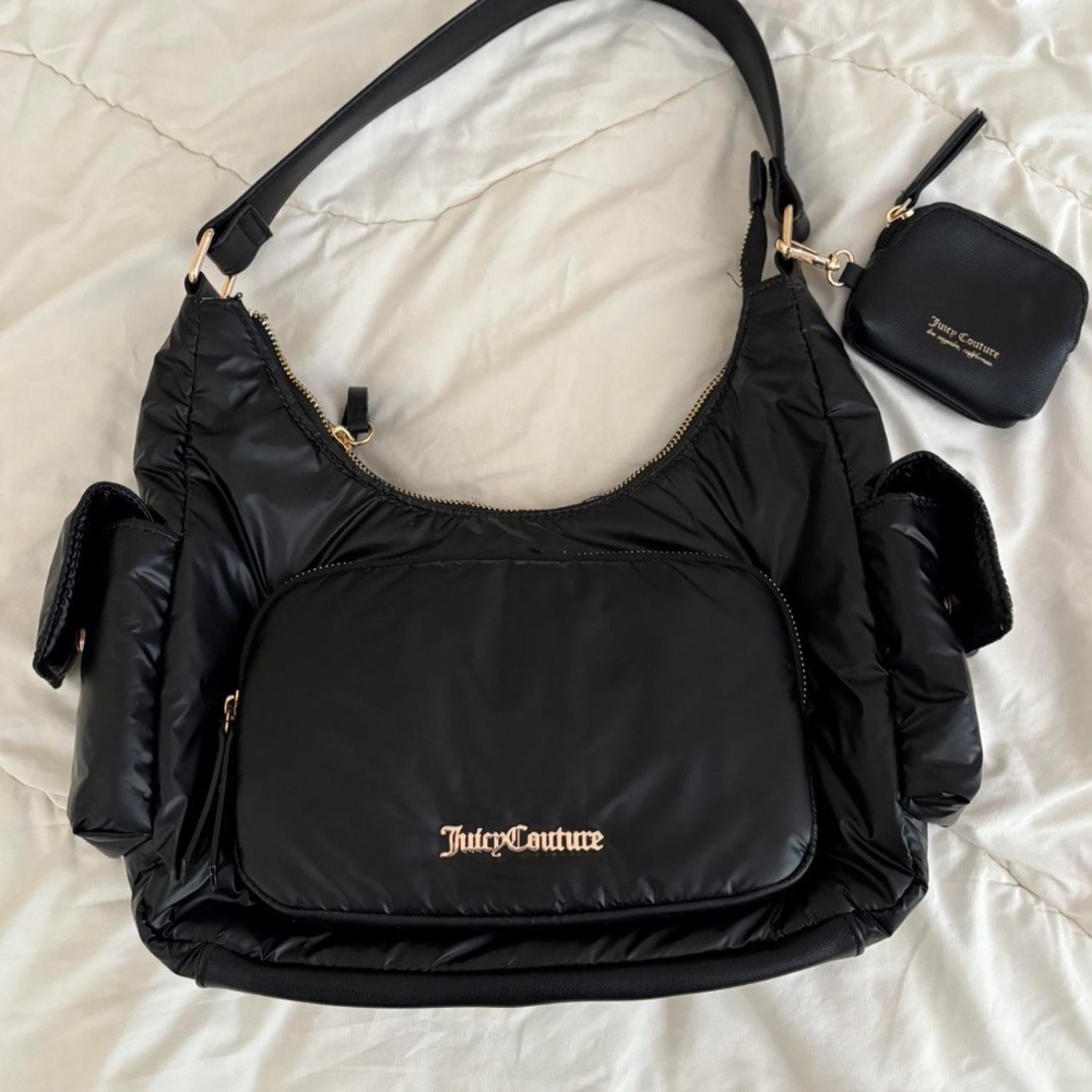 Juicy Couture Black Hobo Bag with Gold Logo
